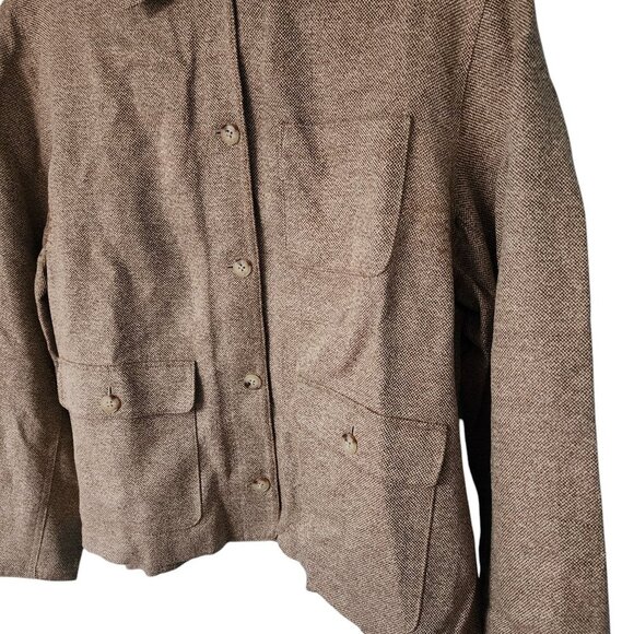 Lauren Ralph Lauren Silk Linen Wool Field Jacket – Brown Size 16 - Picture 2 of 5